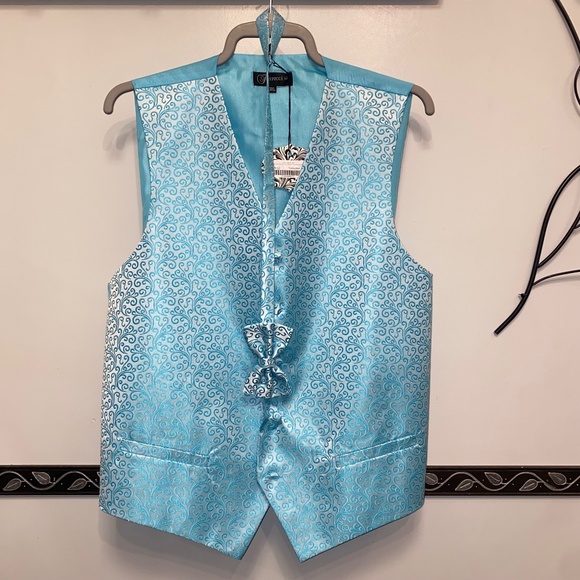 Turquoise Swirl Vest & Bowtie - Picture 1 of 2